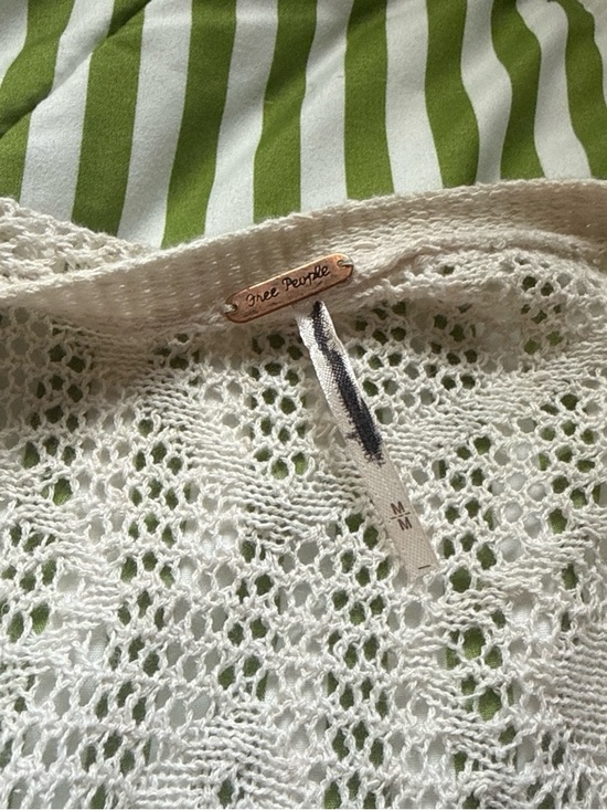 Free People Light Beige Open-Knit Button Cardigan - Picture 2 of 3